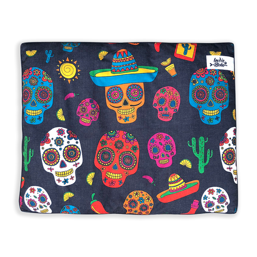 Dog bed with skulls
