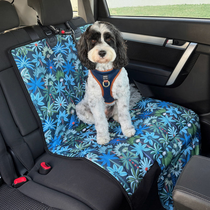 Cavoodle on half or single seat car seat cover that is waterproof, quality, comfortable and designed in Australia by artists.