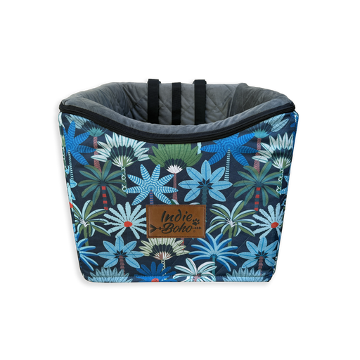 Dog car seat carrier in beautiful palms print designed in Australia
