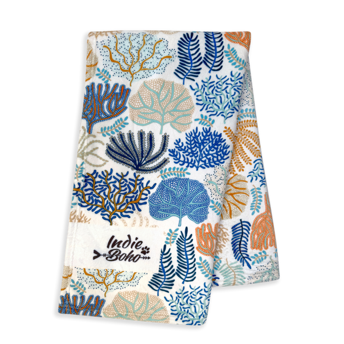 Indie Boho Dog and Cat Coral Cove Blanket by Australian Artist Jocelyn Proust