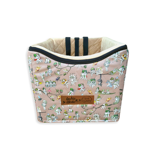 Secure you dog safely while traveling in a car with this Indie Boho x May Gibbs Gumnut Babies car booster seat Australia great for anxious and car sick dogs or cats