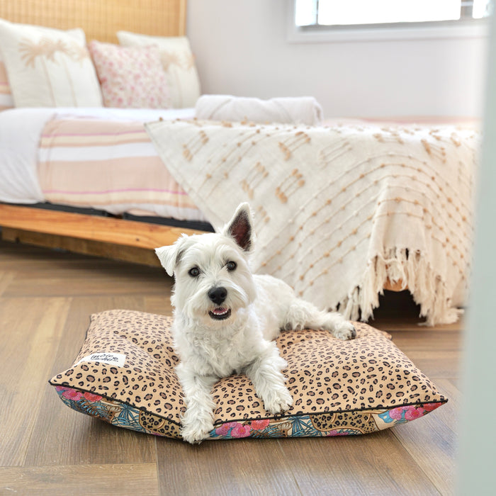 Leopard Luxe Linen-Blend – MEDIUM Pet Bed