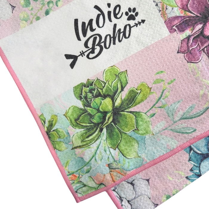 Succulent Medley - Pink - Travel and Bath Towel (Limited Edition)