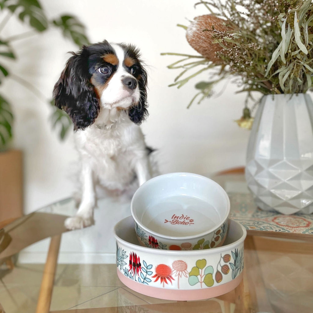 Native Flora Ceramic Dog Bowls