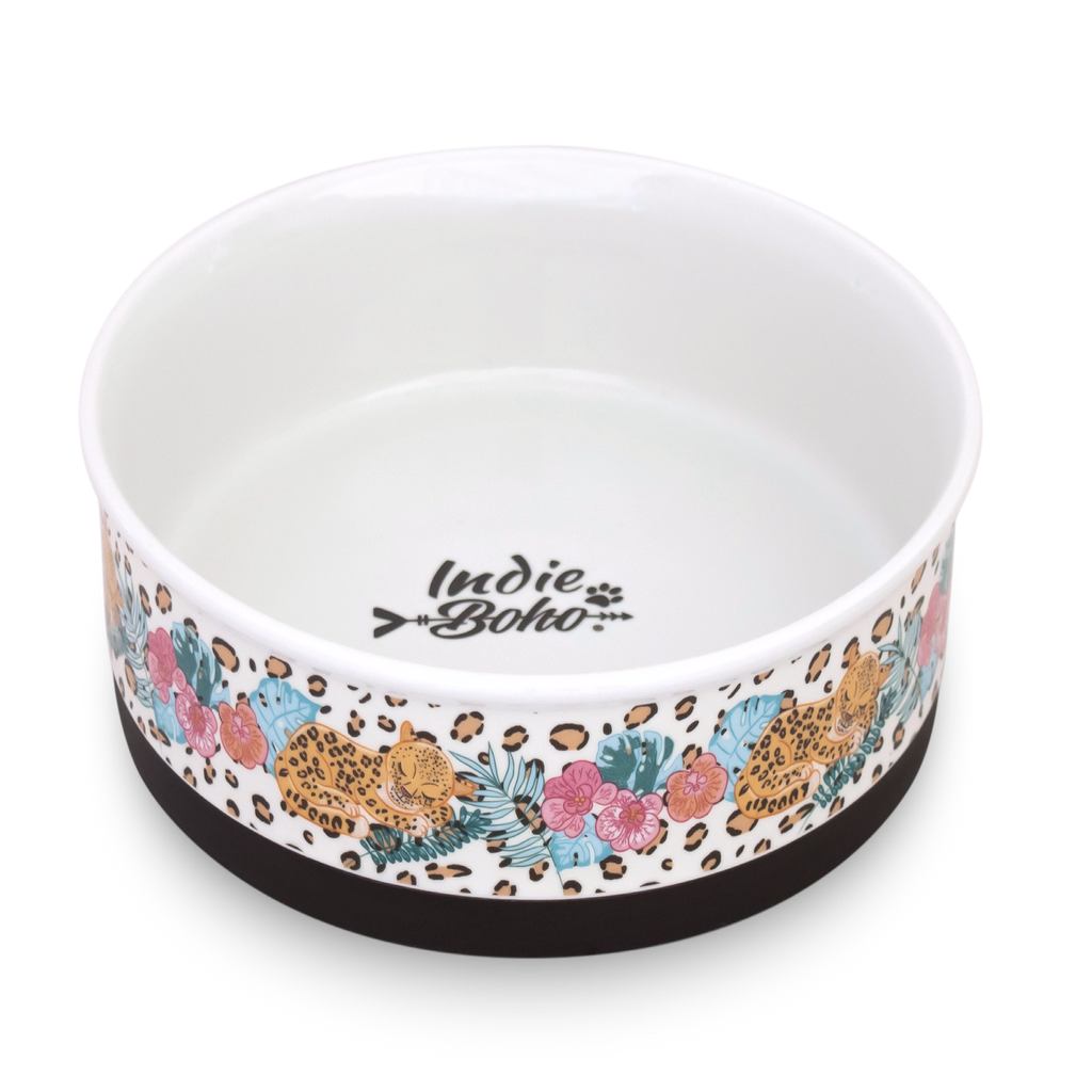 Leopard Luxe Ceramic Dog Bowl