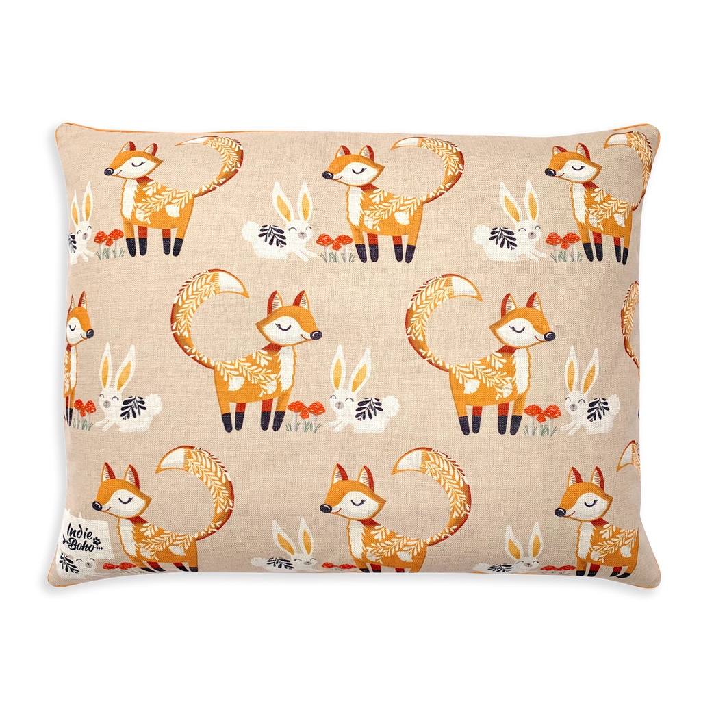 Australian pet bed with cute fox and rabbit print