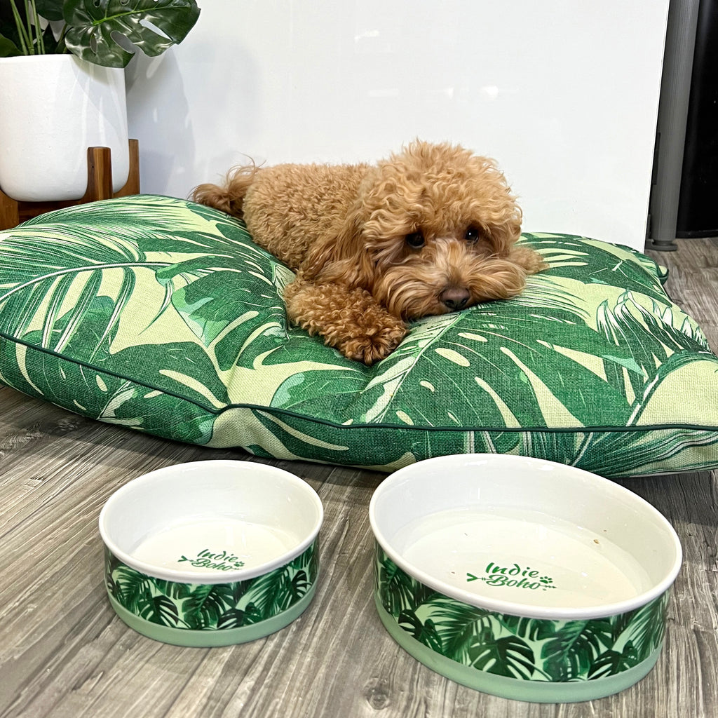 Tropical Leaves - Dog and Cat Ceramic Bowls